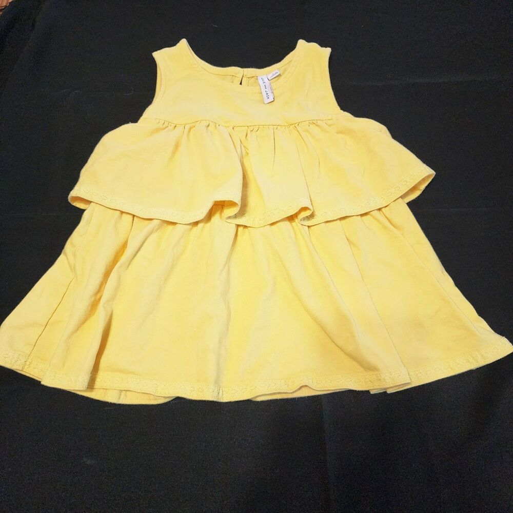 Janie And Jack Girls Summer Sleeveless Shirt Yellow Ruffle Tiered Top Flowy Sz 8